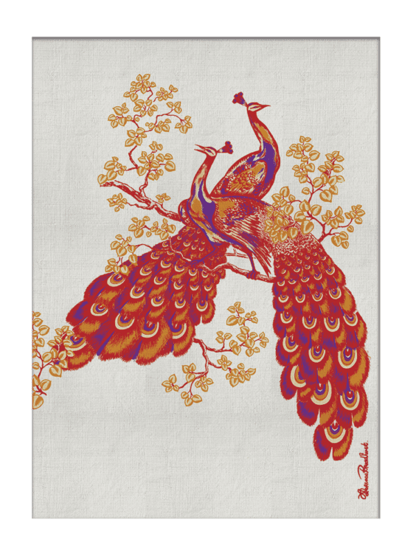 Florence Broadhurst and Australian Museum of Design Peacocks Red Fabric