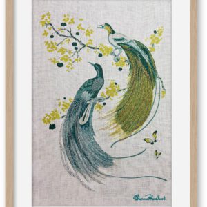 Australian Museum of Design Florence Broadhurst Exotic Birds Teal with Embroidery