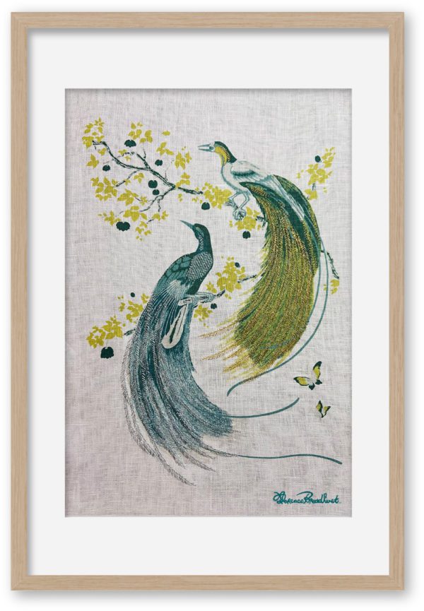 Australian Museum of Design Florence Broadhurst Exotic Birds Teal with Embroidery