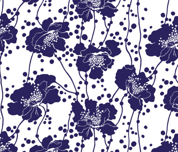 Australian Museum of Design Embroidery Society Florence Broadhurst Spotted Floral Blue