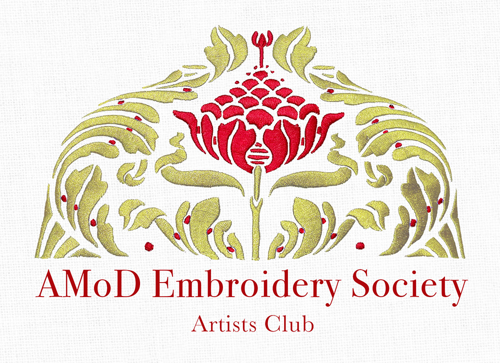 Australian Museum of Design Embroidery Society Gold Stitched Logo AES Artists Club Gold