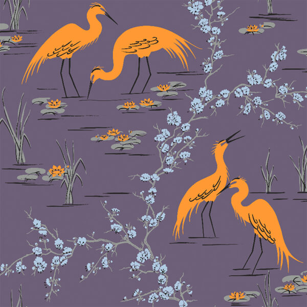 Australian Museum of Design AMoD Egrets Blossoms Purple