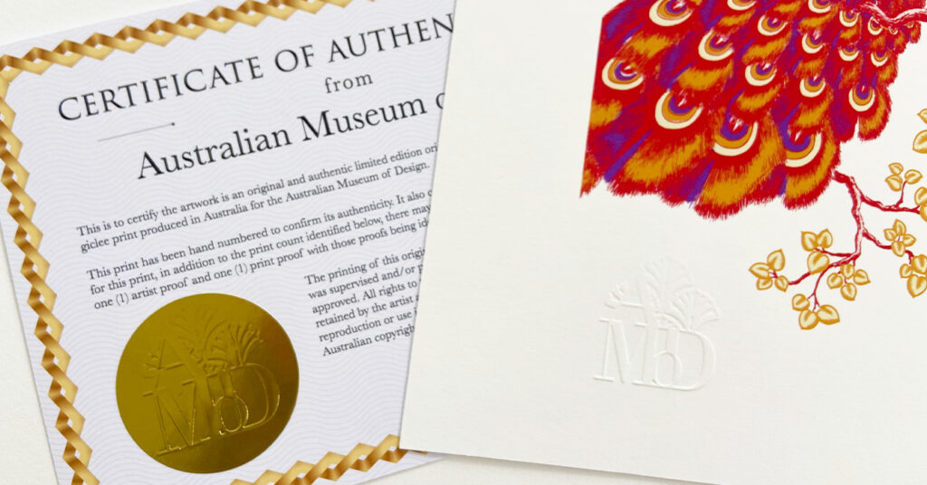 Australian Museum of Design Certificate Authenticity