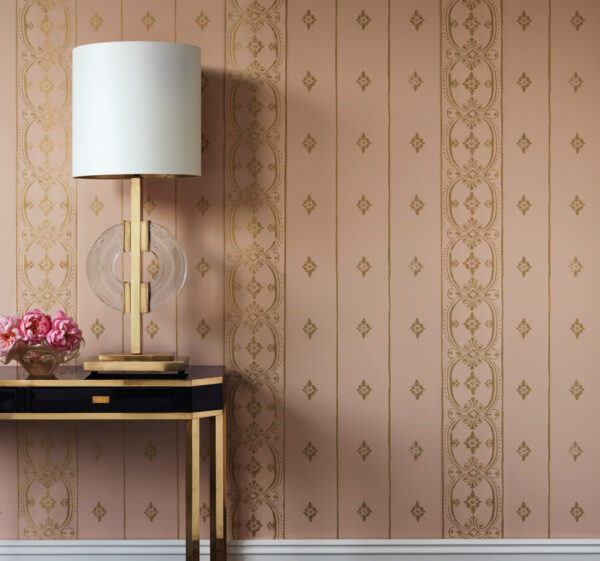 Napoleon Fleur Diamont Wallpaper by Collette Dinnigan With Vertical Border Antique Rose - Image 2