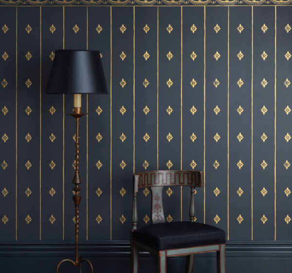 Napoleon Fleur Diamont Wallpaper by Collette Dinnigan With Vertical Border Midnight in Paris - Image 2