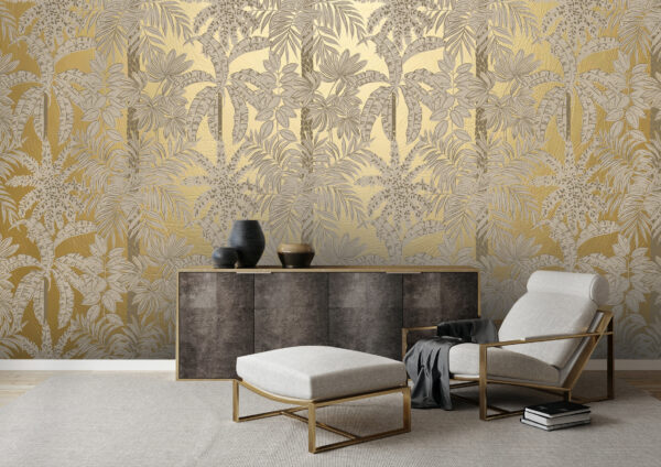 Australian Museum of Design Palms Gold Wallpaper
